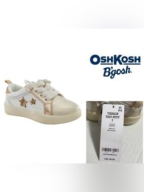🆕OSHKOSH - 7 - NWT - TODDLER GIRLS METALLIC GOLD & SILVER STAR SHOES / SNEAKERS